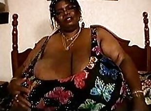 Curvaceous BBBW Mature Norma Stitz Massages Her Humongous Natural Rack