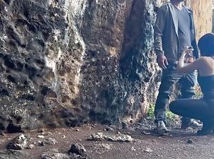 OUTDOOR BLOWJOB and FUCK  Trekking Gets Hot in the Cave