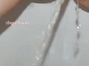 Sexy wide open pussy milf pissing in the toilet  Up close pee