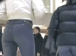 lovely street candid tight ass in jeans wriggling down the street