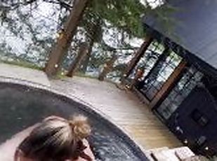 Outdoor blowjob in hot tub! We rented this vacation home!