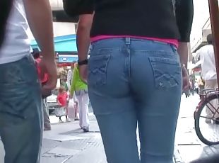 lovely street candid tight ass in jeans wriggling down the street
