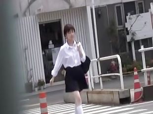 Tender dressed up babe having unexpected sharking experience on the street