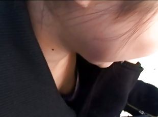 Downblouse movie with friendly and cute Asian girl