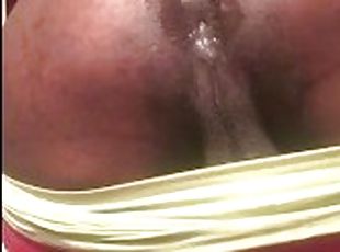 Super creamy dildo solo trying not to get caught