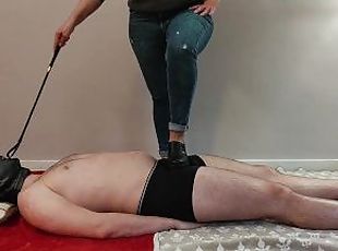Femdom Trample and Kicking Foot Slave