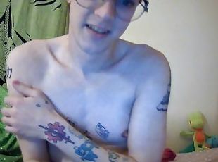 femboy pumps nipples and milks tits