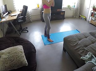 Cute big ass slut gets doggy styled after yoga class