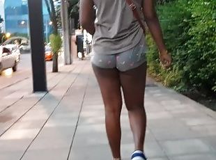 Skimpy shorts on sexy ass girls in public