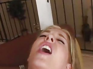 Gorgeous cuttie moans as her wet cunt is penatrated by two huge cocks