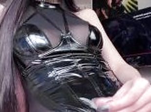 big dick dominant goth girl in PVC latex fucks fleshlight and nuts all over her hand - w0llip wollip
