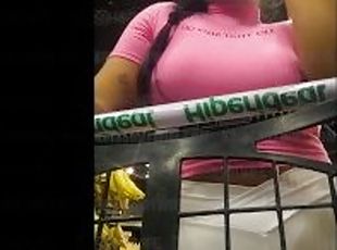 Kriss Hotwife Going To The Market After The Gym With A Short Marking The Big Pussy (Cameltoe)