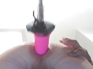 Ass Pounding With New Pink Dildo