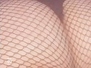 Goth girl gets spanked in fishnets