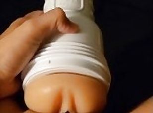 Slut uses fleshlight pussy on her clit