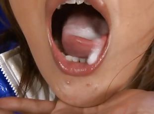 Gorgeous Asian Gets a Mouthful Of Cum