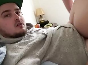Assjob makes him cum in his own mouth!