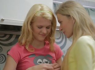 Blonde lesbian teen licks then fingers Czech best friend