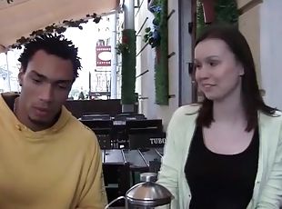 Black guy seduces a coffee shop cutie for sex