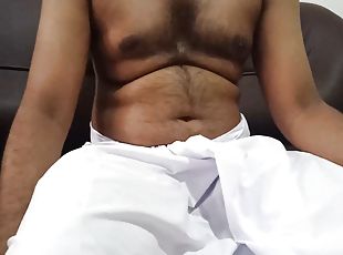 Indian daddy white sarong and sexy brief