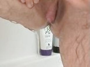 Hairy Trans Guy Shaving His Dick and Balls (dripping wet in the shower)