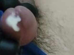 Masturbate with anal butt plug until cum dripping while wearing g string