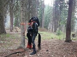 Pony gets blowjob in the woods