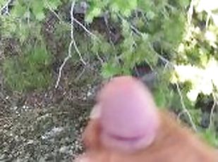 Stopped to cum while working in the woods