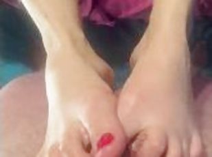 Edging Day - Stand up Barefoot job with Orgasm Denied by Mistress