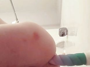 Cute Caged Trans Girl Filling Her Petite Ass With a Magical Unicorn Horn Dildo
